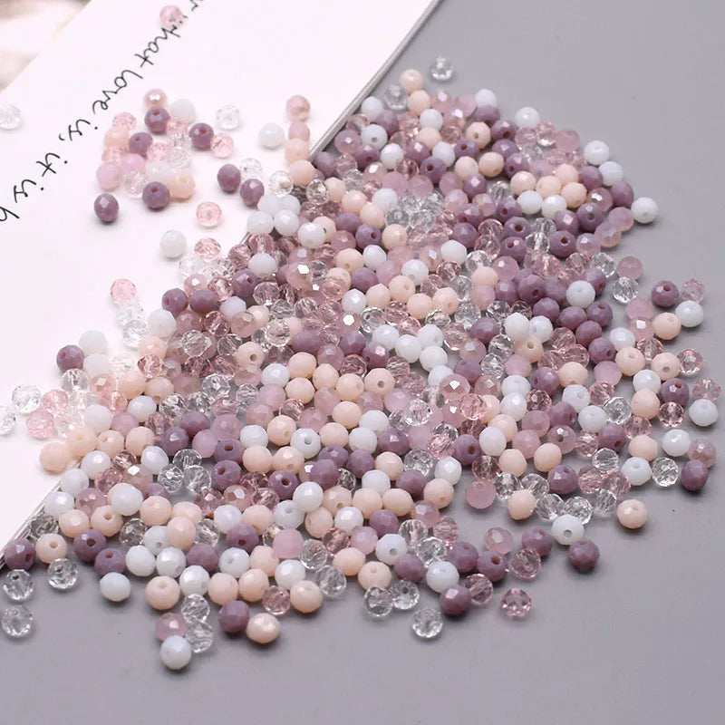 Mixed Color Crystal Glass Beads - 4mm Faceted Rondelle Spacer Beads for DIY Bracelet & Jewelry Making Crafts