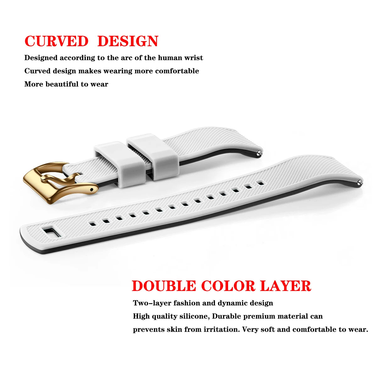 Premium Silicone Watch Band – Quick Release Rubber Strap, 18mm 20mm 22mm Replacement Watchband
