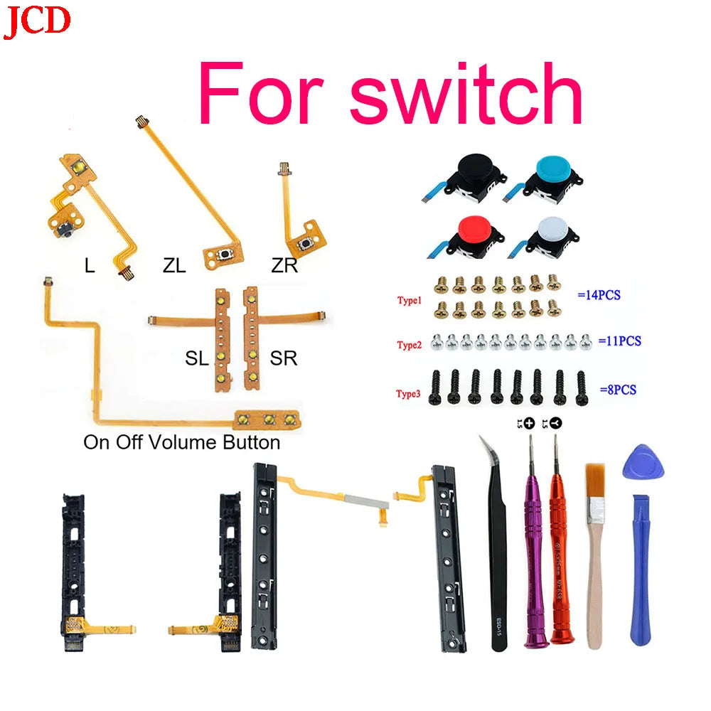 JCD Left & Right Shoulder Trigger Buttons Flex Cable – ZL/ZR/L/SL Replacement for Nintendo Switch Console with Analog Joystick Tool