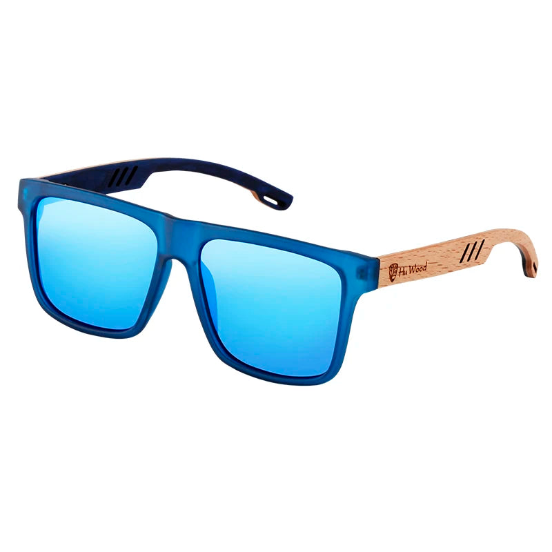 HU WOOD Square Polarized Sunglasses for Men — UV400 Fashion Sport & Driving Sun Glasses