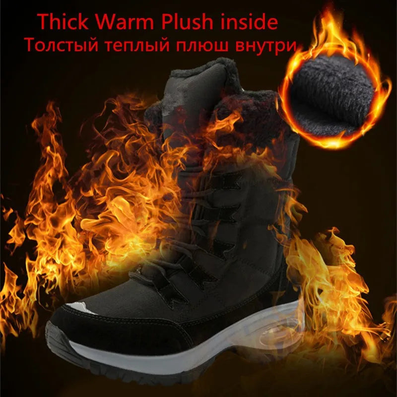 Women’s Winter Snow Boots – High-Quality Warm Lace-Up Ankle Boots, Waterproof Comfortable Outdoor Hiking Shoes, Size 36-42