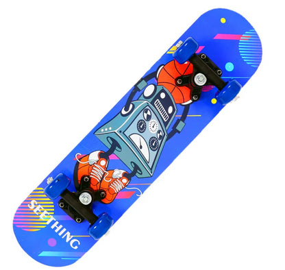 60cm Kids' Beginner Skateboard – Double Rocker Maple Deck with Cartoon Design for Outdoor Fun