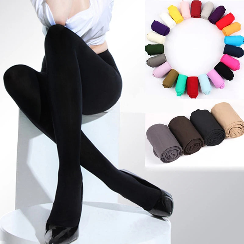 Women Black Opaque Tights - 120D Seamless Warm Nylon Footed Pantyhose Stockings For Winter And Autumn