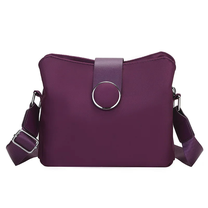 Vintage Waterproof Nylon Shoulder Bag for Women – Simple Crossbody Messenger Bag for Daily Use & Travel