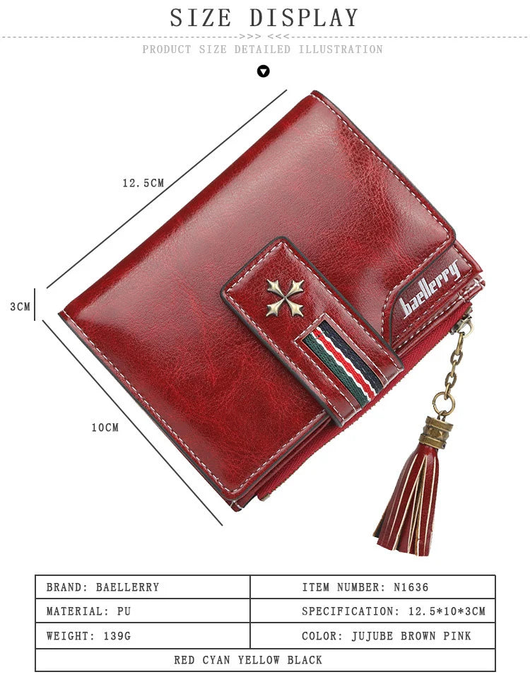 Fashion Small Leather Wallet for Women — Stylish Zipper & Hasp Card Holder, High-Quality Short Credit Card Purse