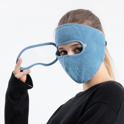 Windproof Winter Cap with Face Mask and HD Goggles: Fleece Shield for Skiing, Cycling, and Outdoor Activities