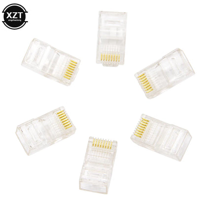 50/100 PCS RJ45 Modular Plugs — 8P8C Cat5 LAN Network Connectors | Professional High-Quality Ethernet Plugs