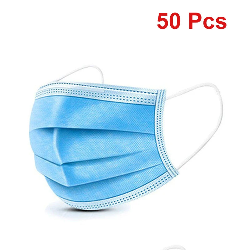 3 Layer Disposable Face Masks – Anti-Dust Protective Masks with Melt Blown Cloth, Earloops, Black Mascarillas