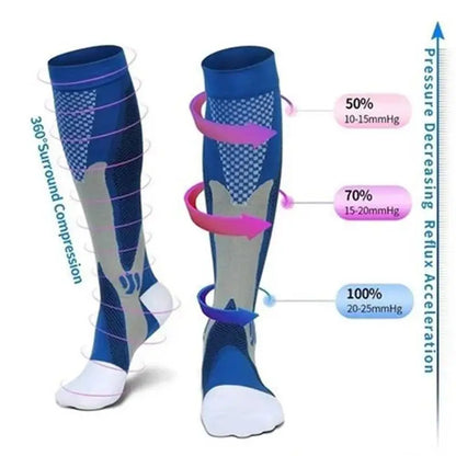 Men's Compression Sports Socks - Running, Cycling, Nursing, Varicose Veins Support, Outdoor Hiking Socks