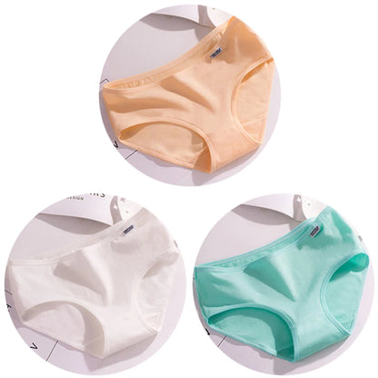 Women’s Cotton Underwear - Candy Color Mid-Waist Breathable Plus Size Briefs