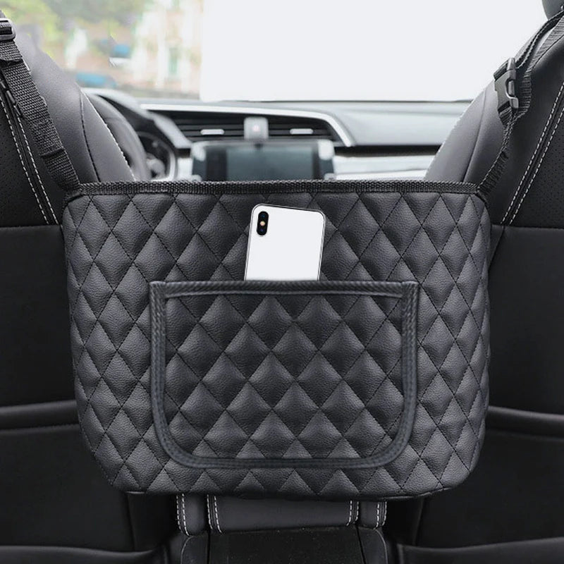SEAMETAL PU Leather Car Handbag Holder - Seat Back Hanging Storage Organizer for Auto Interior