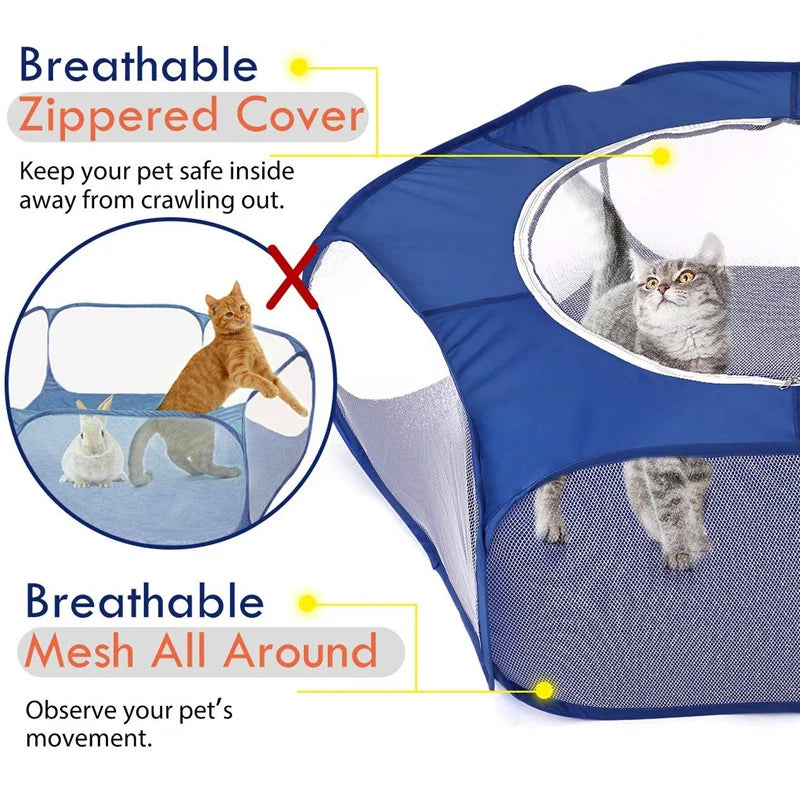 Portable Transparent Small Pet Cage – Foldable Playpen Tent for Hedgehogs, Dogs, Hamsters, Rabbits & Guinea Pigs