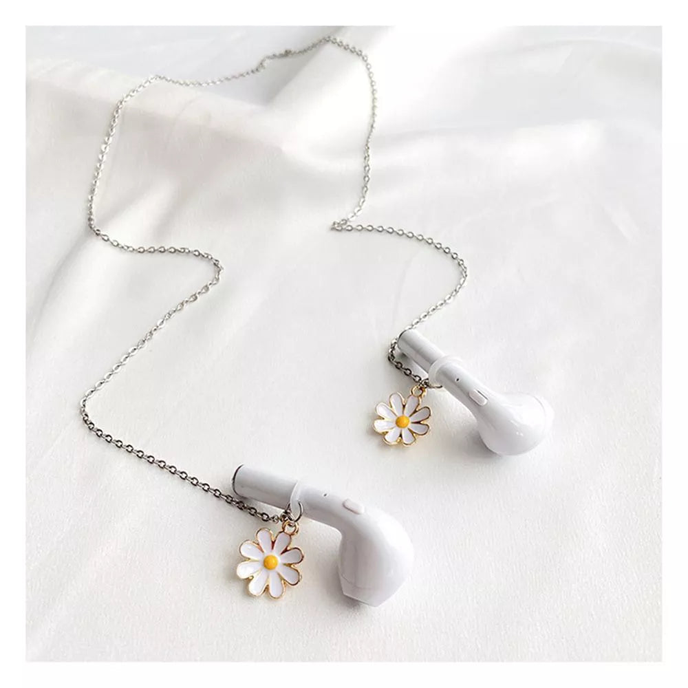 Anti-Lost Daisy Headphone Chain Strap: Women's Wireless Earphone Retention Necklace for AirPods - Best Gift Idea