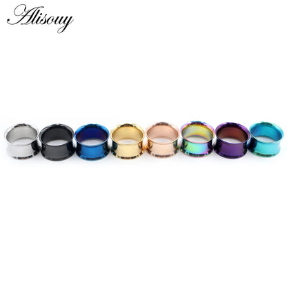 Alisouy Surgical Steel Ear Plug Kit - 2PCS No-Screw Fit Ear Gauges Tunnel Expanders for Body Piercing