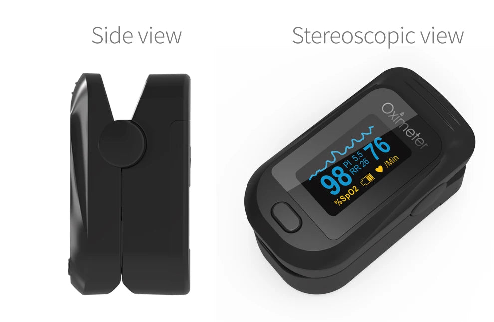 KIUZOU Finger Pulse Oximeter – SPO2, PR, PI, RR Blood Oxygen Saturation and Heart Rate Monitor with OLED Display