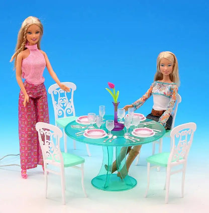 Princess Bathroom Furniture Set for Barbie Dollhouse – 30cm Accessories with Shower & Toilet