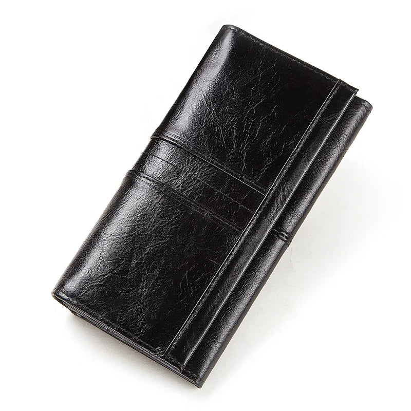 Women's Genuine Leather Clutch Wallet – RFID Blocking Phone Purse with Zipper Pocket
