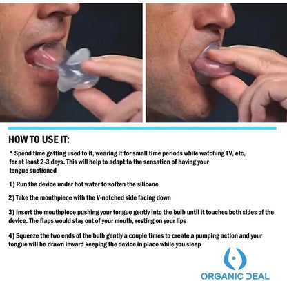 Anti-Snoring Silicone Mouthpiece – Tongue Retainer Device for Snore & Sleep Apnea Relief