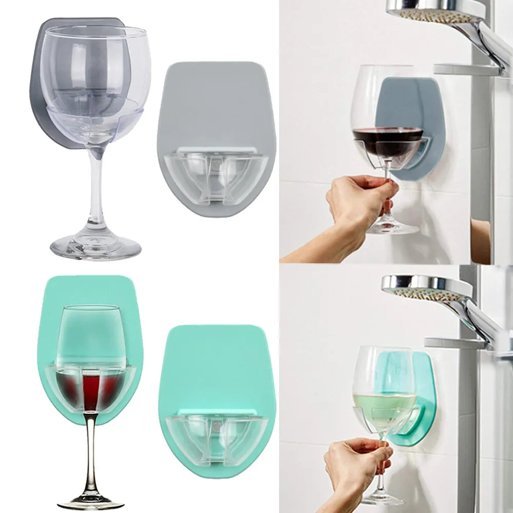 Bathroom Wine Glass Holder - Shelf Rack for Bath and Shower Accessories, Home Organizer for Red Wine Cups, Boat-Style Storage Shelves