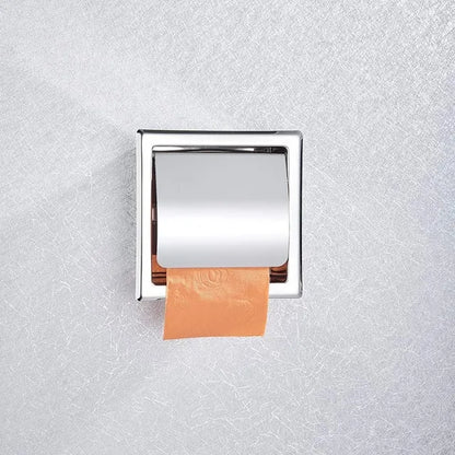 Onyzpily Bathroom Toilet Paper Holder | Chrome Finish Stainless Steel Tissue Box Holder, Wall Mounted, Black & Chrome