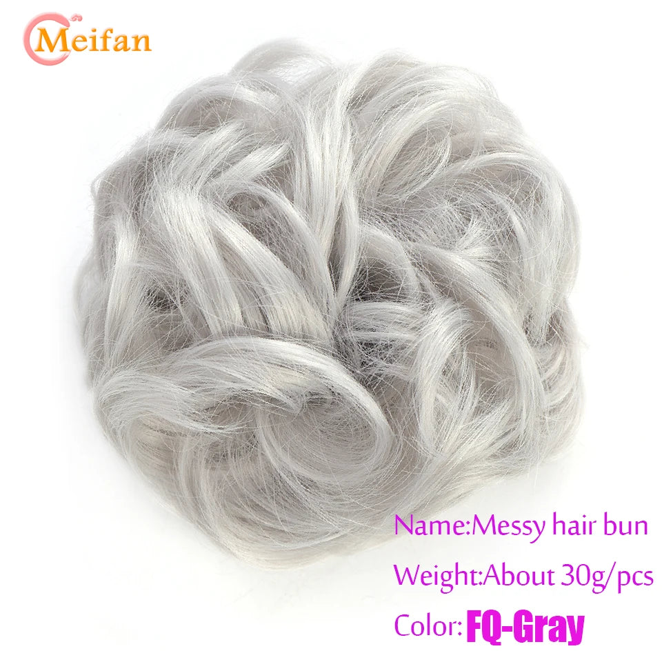 MEIFAN Synthetic Chignon Hair Bun – Elastic Rubber Band Clip-In Updo Ponytail Hair Extension for Women