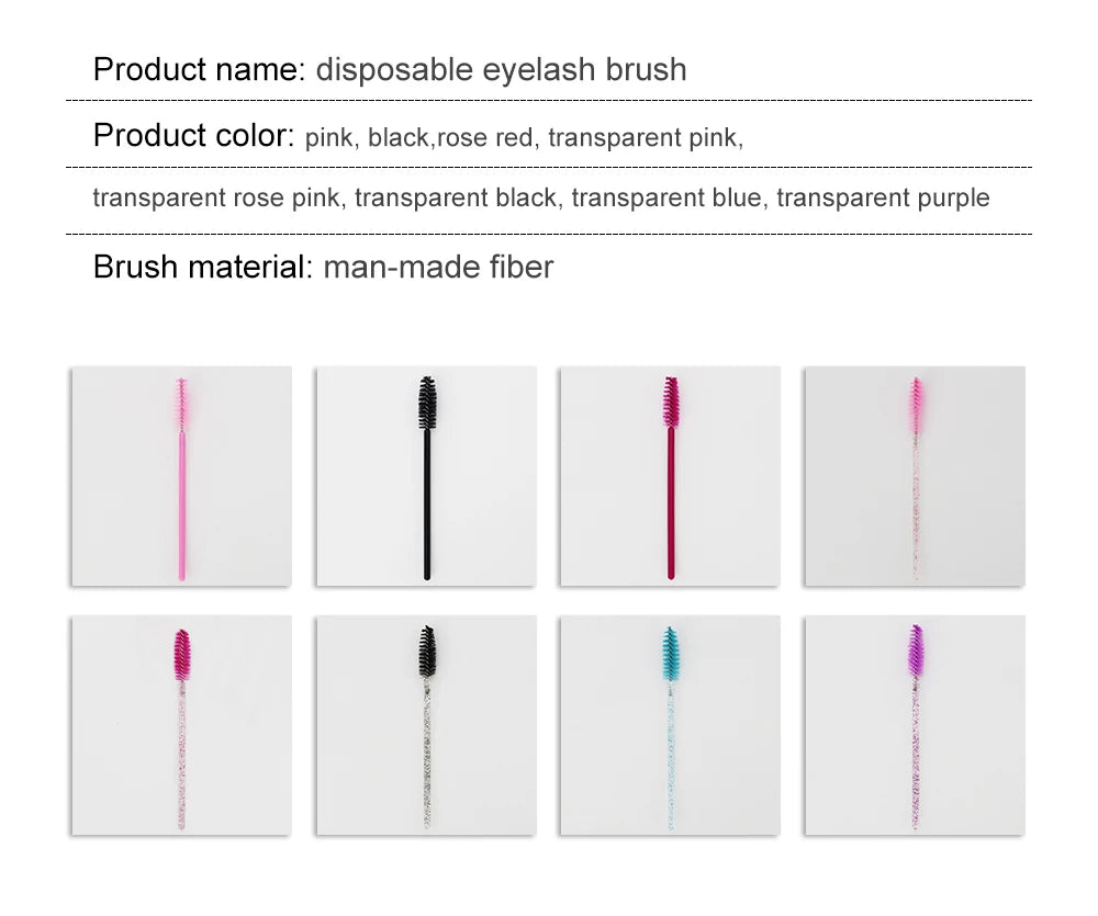 ANNAFRIS 50pcs Disposable Eyelash & Eyebrow Brushes — Soft Crystal Lash Extension Mascara Wands Makeup Tools