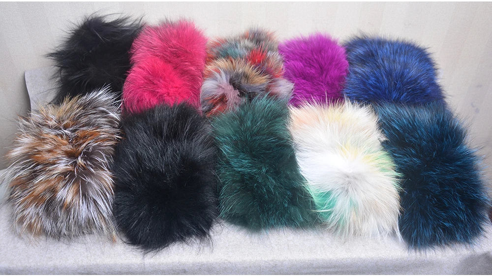 2025 Real Fox Fur Scarf and Headband – Luxury Winter Neck Warmer for Women, 100% Natural Fur, Elastic Ring Muffler