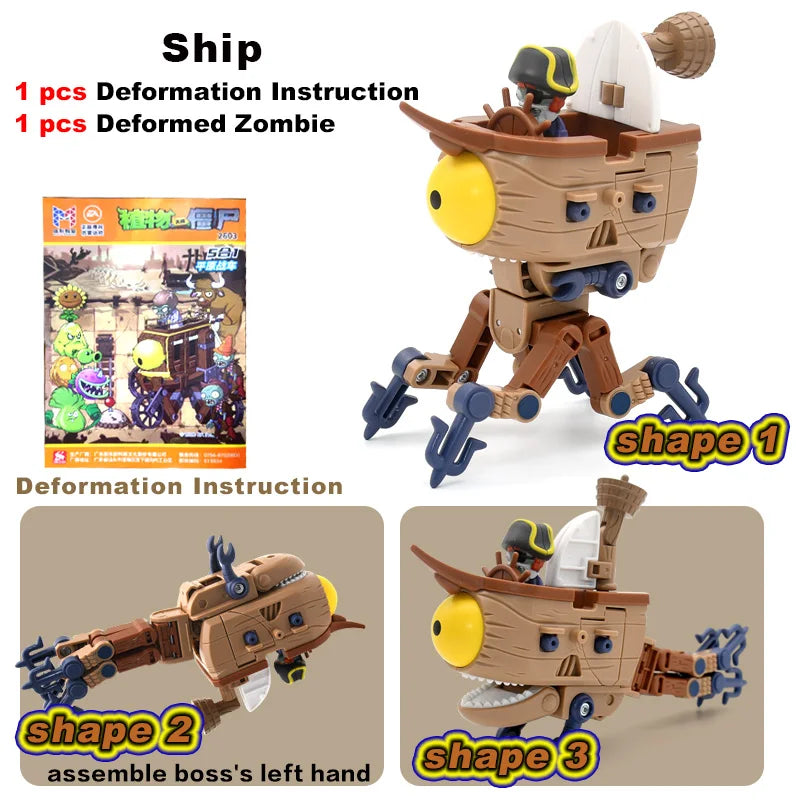 5-in-1 Plants vs Zombies Boss Robot Action Figure Set – PVC Educational Toy Gift for Kids
