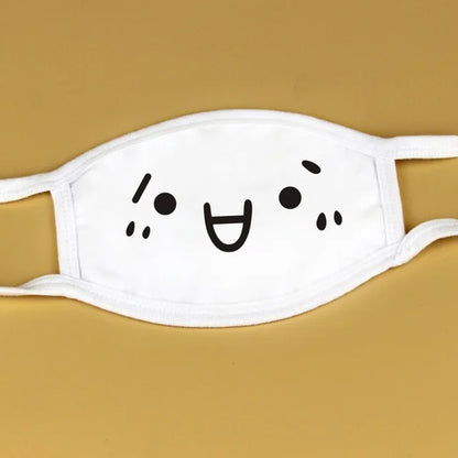 Kawaii Anime Expression Cotton Face Mask – Breathable Smile Mouth Muffle for Unisex Korean Style