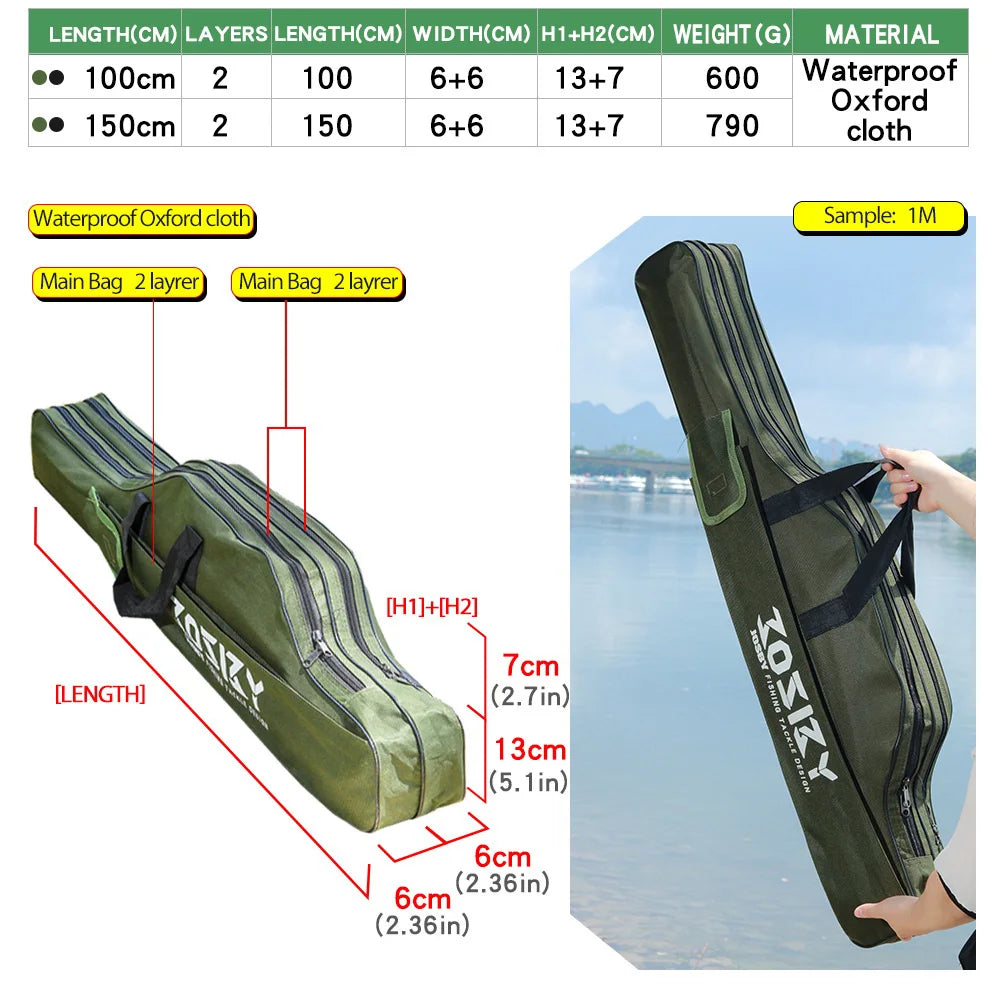 PROXPE Foldable Oxford Fishing Rod Bag – Multi-Purpose Fishing Gear Storage, 60-180cm High Quality