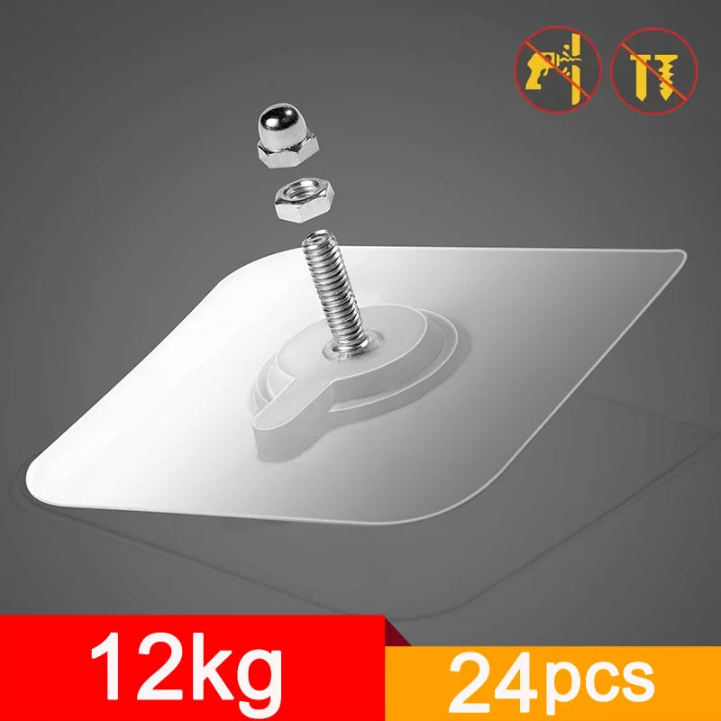 Transparent Self-Adhesive Wall Hook for Pictures - Screw Hook Hanger with Wall Screw Sticker - Door and Wall Hanger Hooks