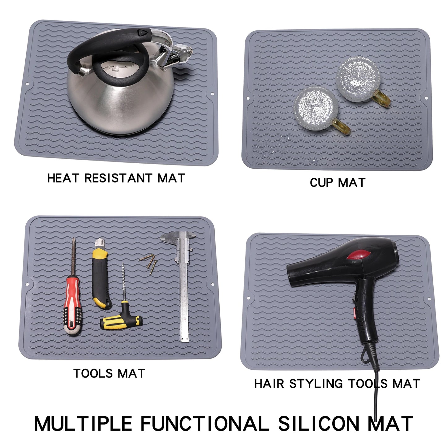 Silicone Dish Drying Mat 40x30cm | Large Countertop & Sink Draining Mat, Heat-Resistant Trivet