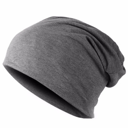New Solid Color Baggy Slouchy Beanie Hat for Men - Soft Cotton Skullcap for Autumn and Spring, Hip Hop Outdoor Windproof Bonnet