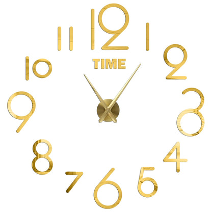 3D DIY Wall Clock - Modern Acrylic Mirror Sticker Quartz Clock For Living Room Decor With Silent Movement