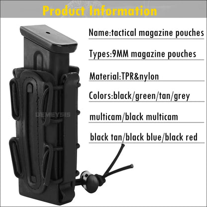 5.56mm & 7.62mm Tactical Fast Mag Pouch - MOLLE Belt Clip Soft Shell Rifle & 9mm Magazine Carrier