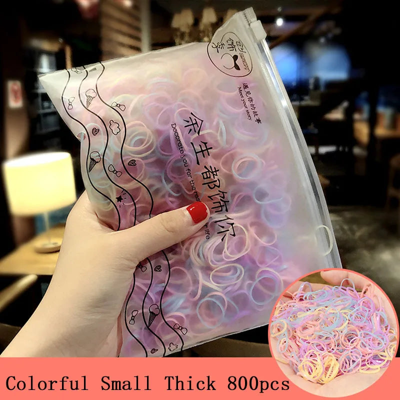 1000pcs Colorful Disposable Rubber Hair Bands for Girls – Small Ponytail Scrunchies, Fashion Hair Accessories Pack
