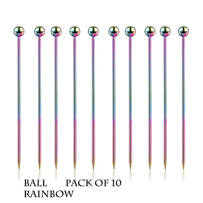 10PCS Stainless Steel Cocktail Picks - Fruit Sticks & Drink Stirring Sticks in Circle, Ball, and Hat Shapes