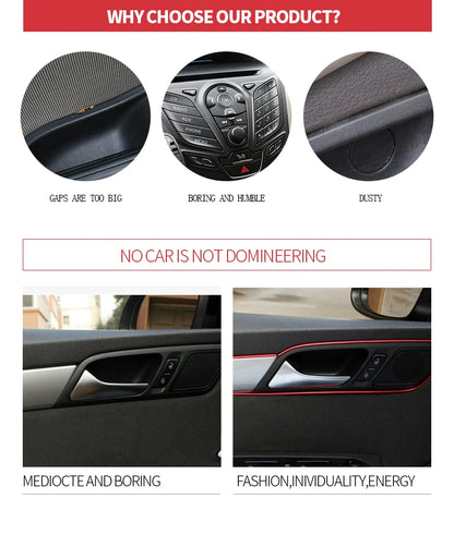 SEAMETAL Car Interior Molding Trim Strips – Flexible Anti-Scratch 5m Decoration Line for Dashboard & Car Styling Accessories