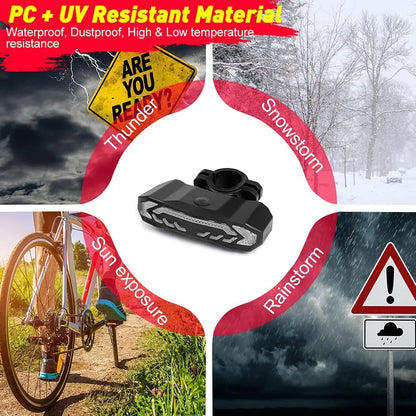 Elecpow Bicycle Taillight with Burglar Alarm - IP65 Waterproof, USB Charged, Turn Signal and Auto Brake Warning Light for Bikes and Scooters