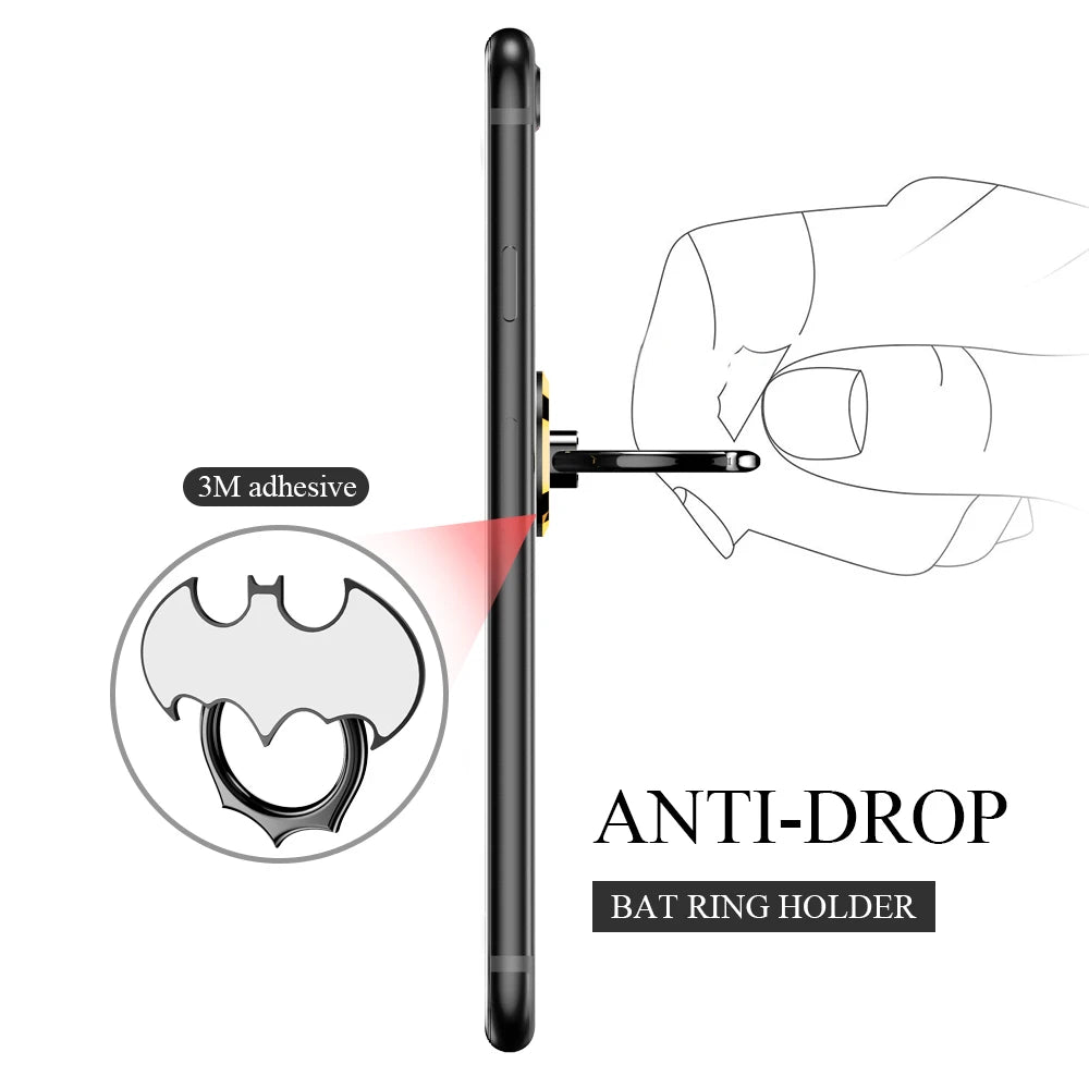 Oatsbasf Bat Finger Ring Phone Holder – 360° Rotating Metal Desktop Mobile Stand for iPhone, Xiaomi & All Smartphones Grip Mount Stand