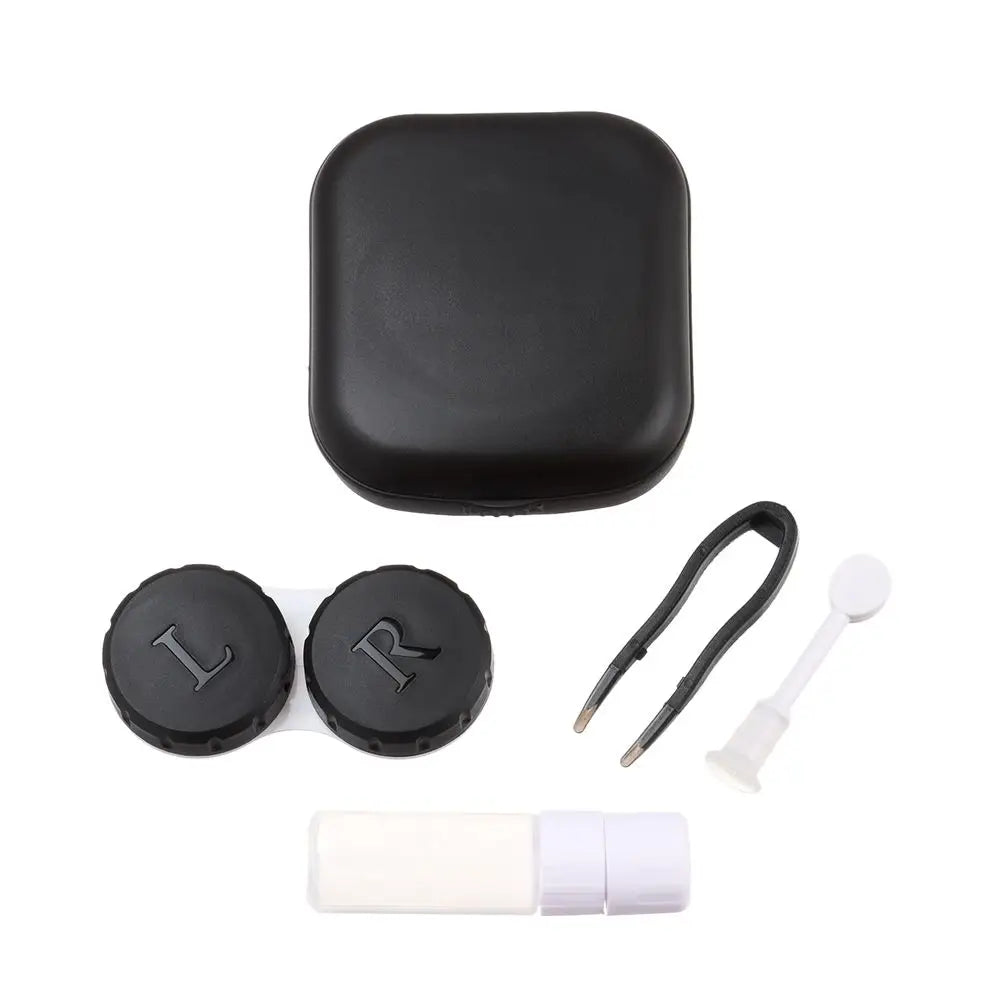 Square Contact Lens Case – Portable Travel Lens Storage & Soaking Box Holder, Solid Color Fashion Eyewear Accessory Container