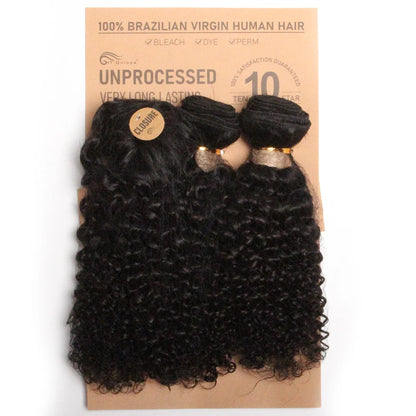 Kinky Curly Human Hair Bundles with Closure – Short Indian Hair Bundles with Circular Closure