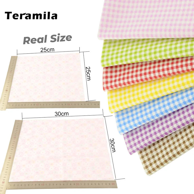 Teramila 7/8 Pcs Patchwork Quilt Fabrics Set - 30x30cm/25x25cm Cotton Sewing Cloth for Needlework and Handmade Projects