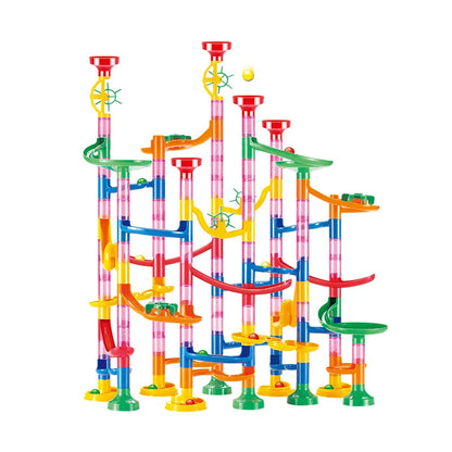 DIY Marble Run Race Track Set - 3D Maze Ball Roller Building Blocks Toy for Kids Creative STEM Play