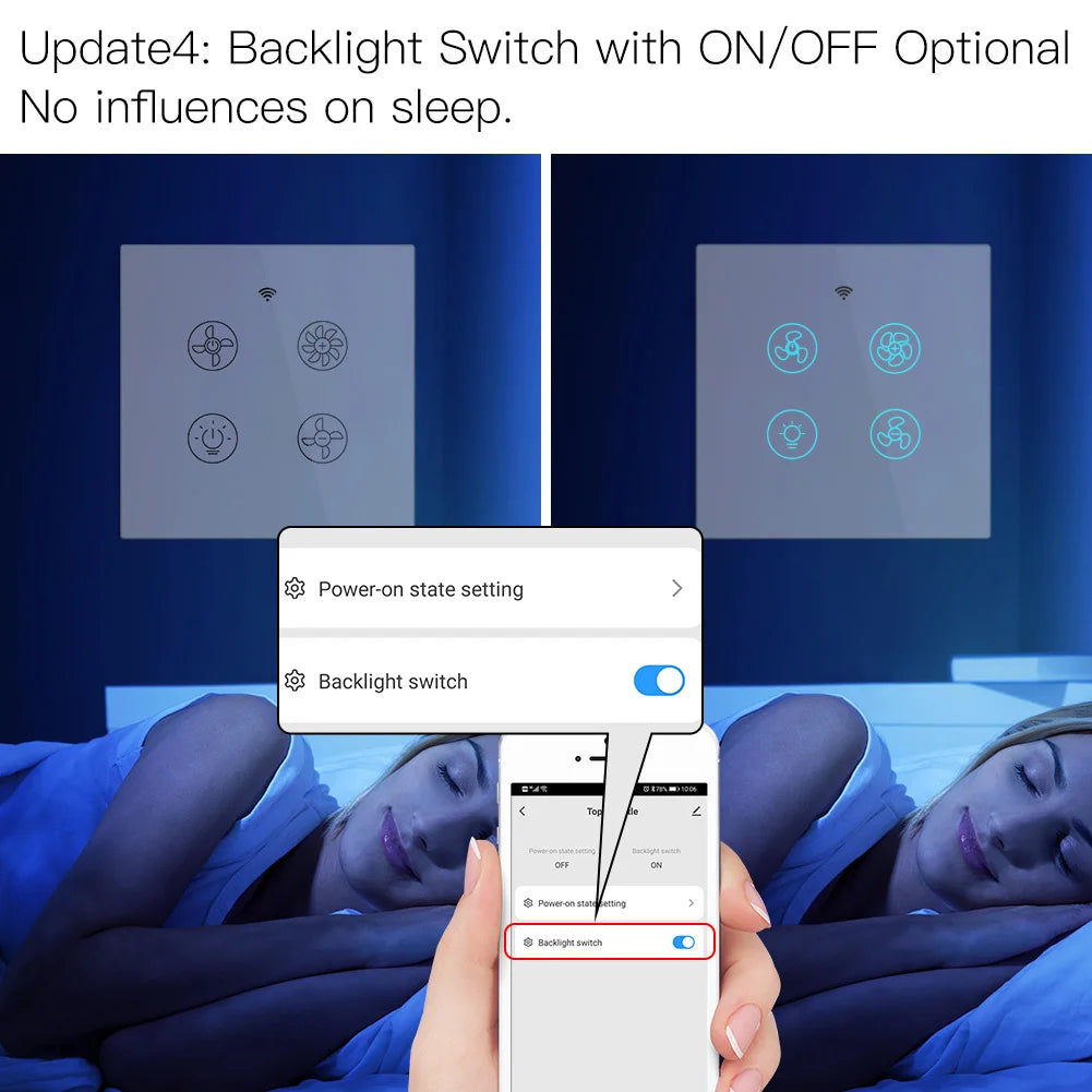 WiFi RF Smart Ceiling Fan Light – 2/3 Way Control, Speed Control, Smart Life/Tuya App, Alexa & Google Home Compatible
