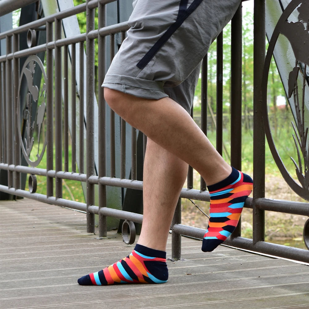 6 Pairs Colorful Novelty Ankle Socks - Harajuku Grid Space Cotton Casual Socks for Men & Women