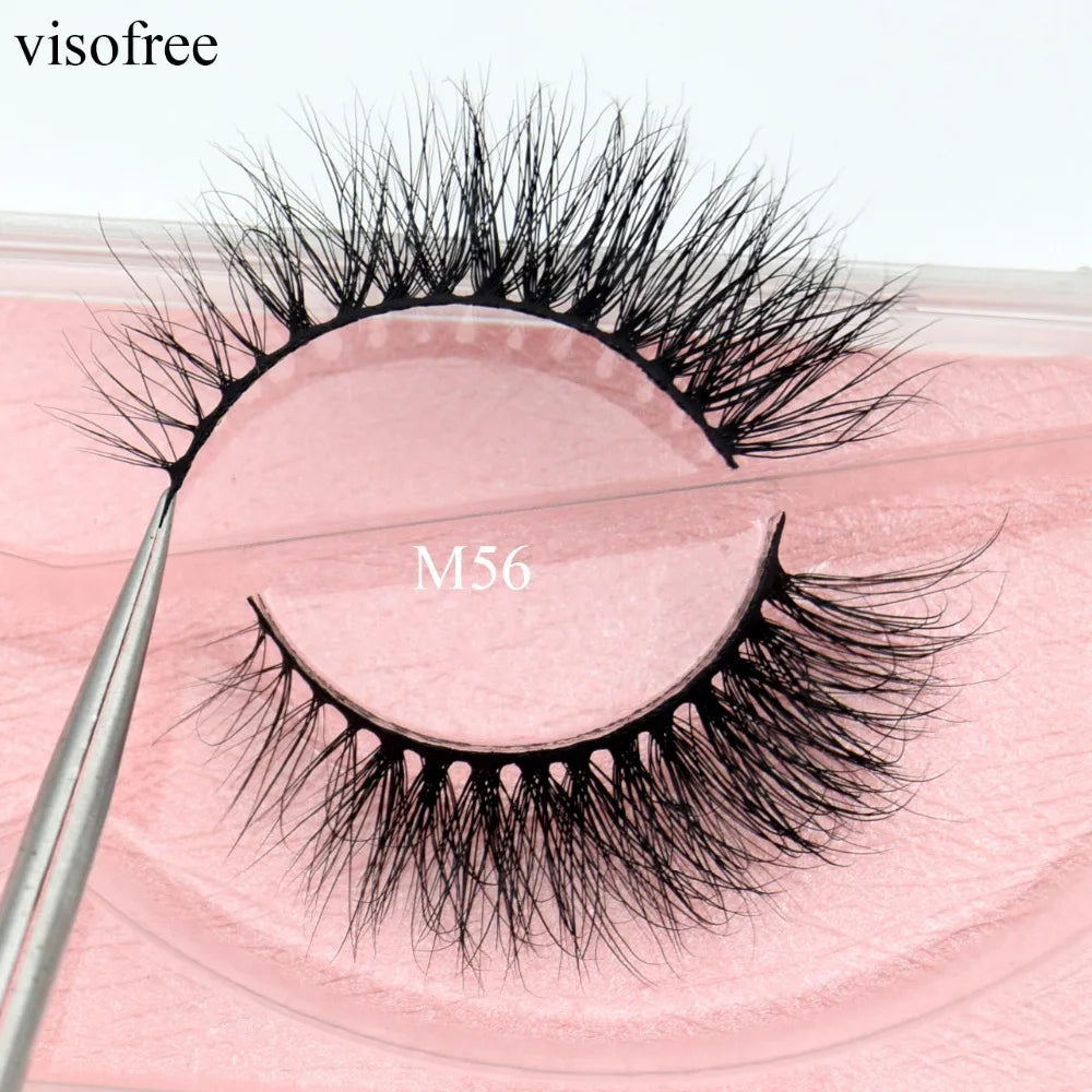 Visofree 3D Mink Eyelashes – Thick Handmade Full Strip Cruelty-Free False Lashes for Makeup M56
