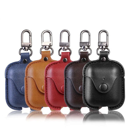 Luxury PU Leather Bluetooth Earphone Case – Protective Cover for Apple AirPods 1, 2, 3 with Charging Box & Hooks