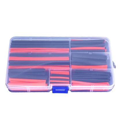 150pcs Heat Shrink Tube Kit – 2:1 Polyolefin Insulation Sleeving for Wire & Cable, Red/Black with Storage Box