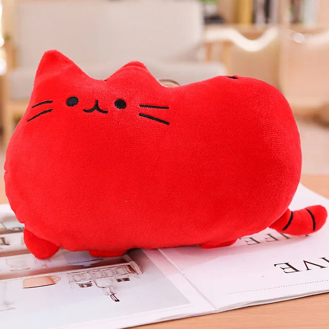 Kawaii Cat Plush Pillow - Soft Colorful Kitten Cushion Stuffed Toy in Gray, Pink & White, Cute Gift for Girlfriend